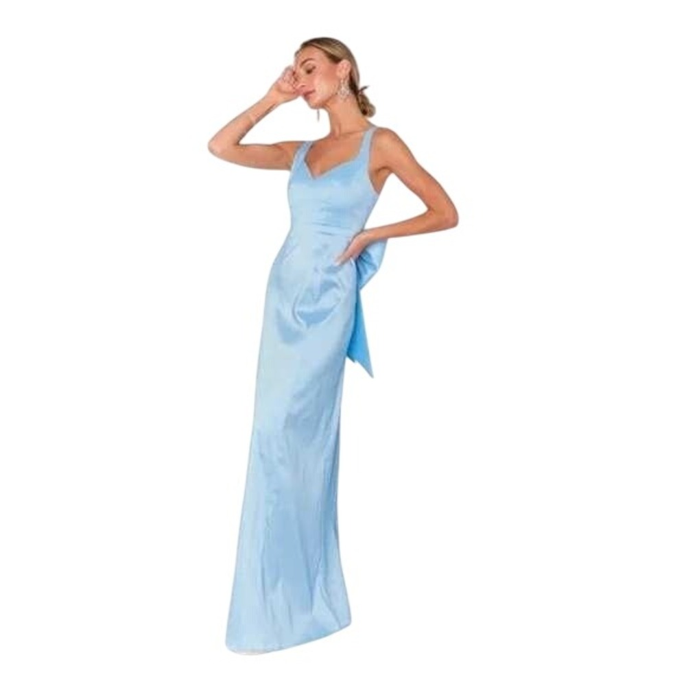 Show Me Your Mumu Charlotte Bow Dress Size XL Light Blue Taffeta Bridesmaid NEW‎